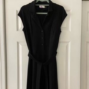 Black heavyweight jersey shirt dress